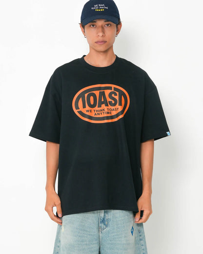 WORK OVAL LOGO T-SHIRT BLACK