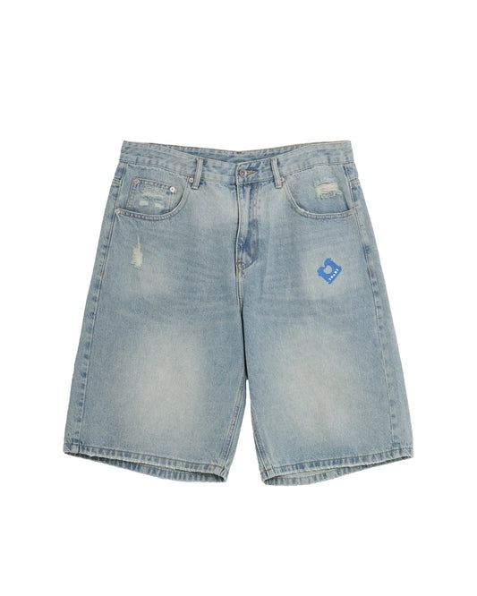 EMBROIDERY DENIM SHORTS INDIGO